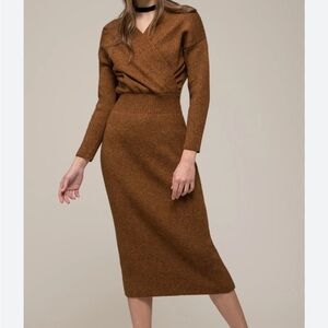 Moon River Faux Wrap sweater dress
